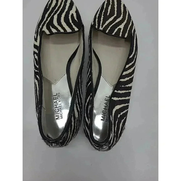 Michael Kors Flats Women's Size 9 M Hair Calf Shoes Zebra Print Slide On - Picture 7 of 10
